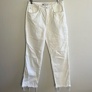 Zara White Jeans with Raw Hem